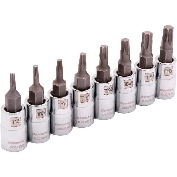 Tools 1/4 Drive 8 Piece Standard, Torx Socket Set, T8 - T30